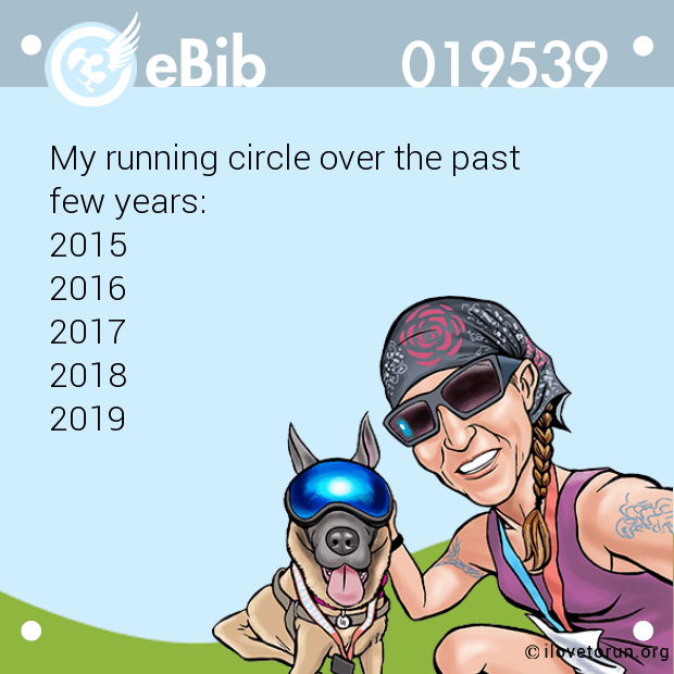 My running circle over the past  few years:  2015  2016  2017 2018 2019