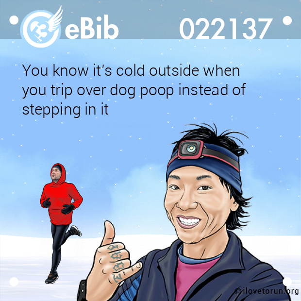 You know it's cold outside when 
you trip over dog poop instead of 
stepping in it