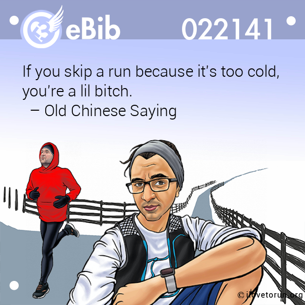 If you skip a run because it's too cold, you're a lil bitch.    – Old Chinese Saying