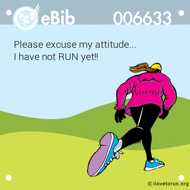 Please excuse my attitude... 

I have not RUN yet!!