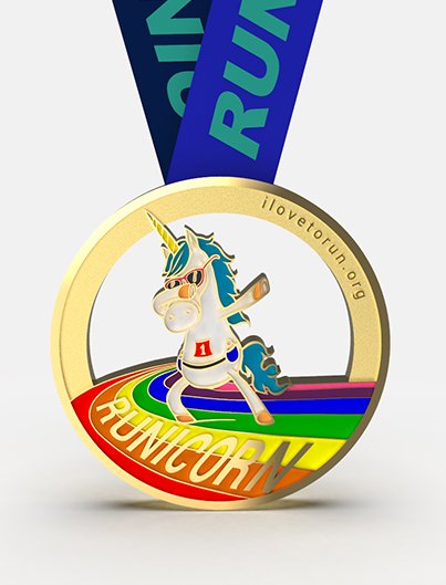 Dabbing RUNICORN finisher's medal Dabbing RUNICORN finisher's medal